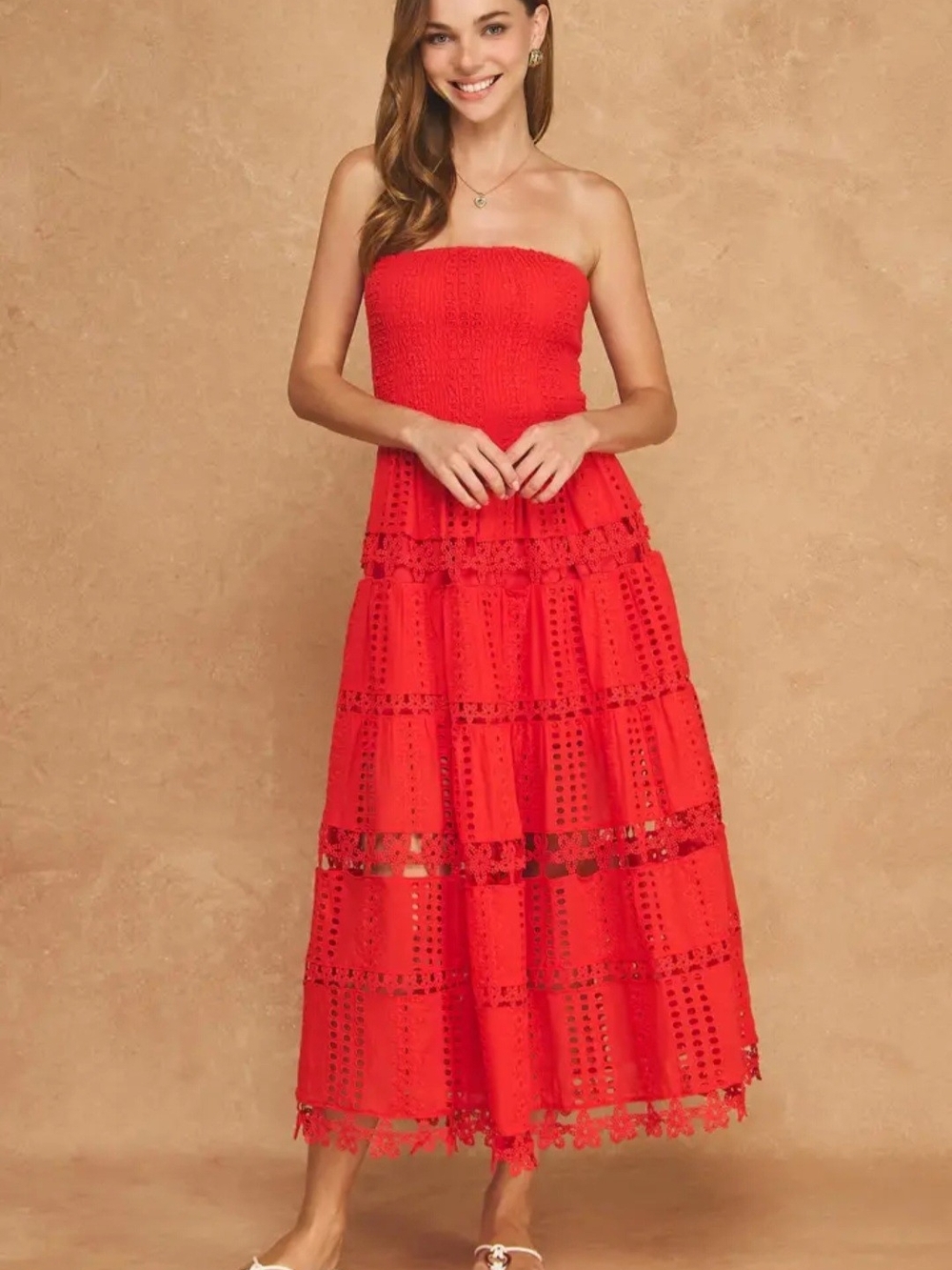 Eyelet Lace Tube Dress